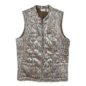 CHICO'S Cheetah Print Lightweight Quilted Puffer Vest